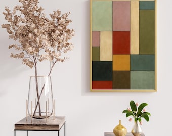 Modern Geometric Wall Art Print | Abstract Color Block Poster | Mid-Century Minimalist Decor | Earthy Tones Fine Art Print