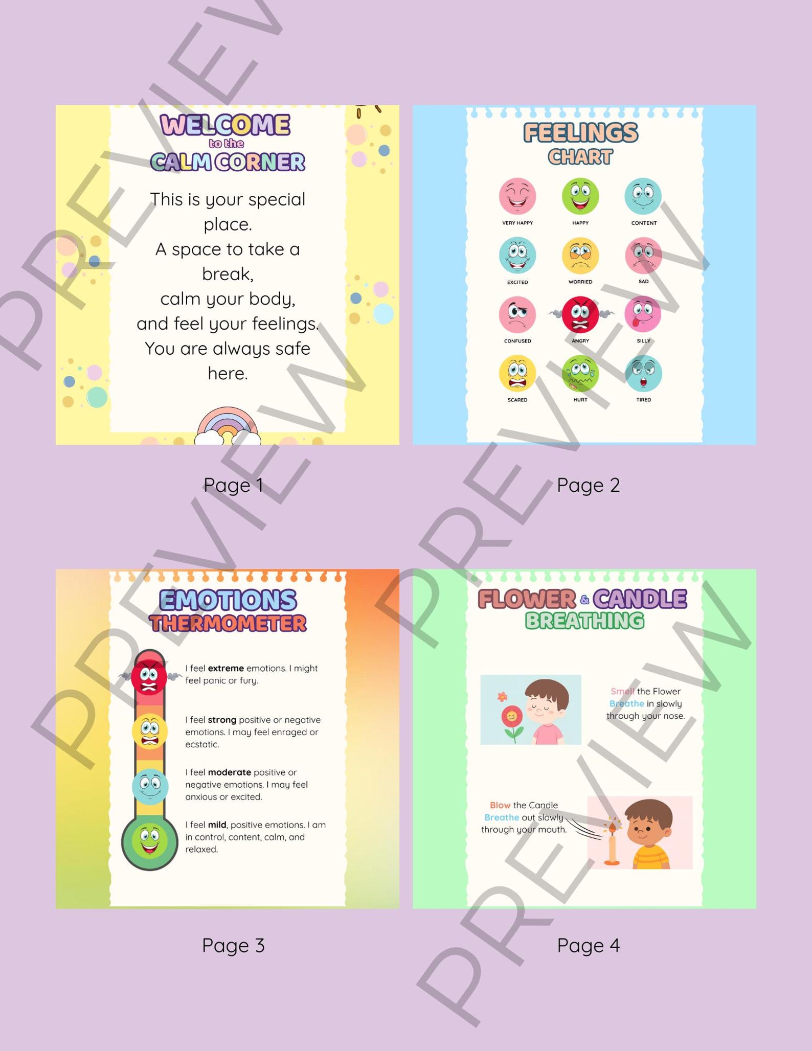 Calm Corner Printable Kit | Kids Emotions Chart, Mindfulness Posters ...