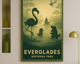Everglades National Park Pokémon Poster – Vintage Travel Style Print, Instant Digital Download, Minimalist AI Wall Art