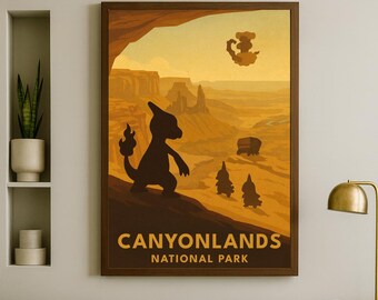 Canyonlands National Park Pokémon Poster – Vintage Travel Style Print, Instant Digital Download, Minimalist AI Wall Art