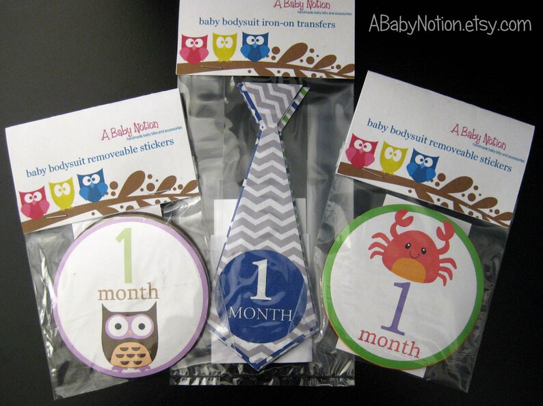 Baby Monthly Iron on or Sticker Decals/transfers Jungle Animals Baby