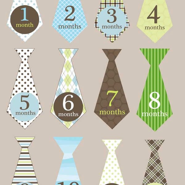 Strijken of sticker maandelijkse tie decals voor jongens bruin groen gestreepte argyle plaid
