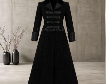 Abrigo gótico de lana hecho a mano / Gabardina victoriana steampunk para hombre
