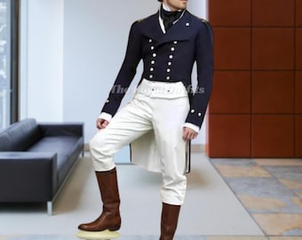 Men's Navy Blue Wool Regency Tailcoat | Wedding, Steampunk Costume