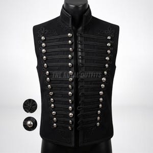 Adam Ant-stil Hussarväst: Militär Steampunk Gotisk Flätad Väst för Herr