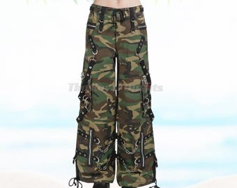 Handmade Skull Camo Denim Pants: Unisex Goth Punk Streetwear