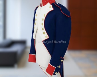Handmade Napoleonic French Infantry Uniform | Wool Frock Coat Costume Set Revolutionary War Reenactment Outfit