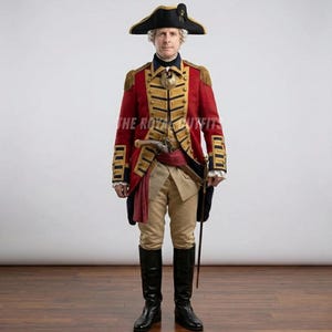 Men's Custom Wool 18th Century British Officer Redcoat Frock Coat Costume Jacket