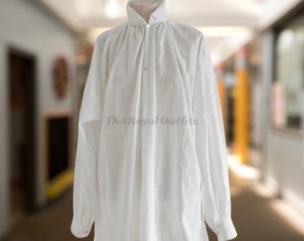 Katoenen Regency-gentlemanshirt ~ Handgemaakt historisch 18e-eeuws kostuum ~ Vintage Regency-re-enactmentoutfit