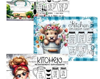 Kitchen Measurement Conversion Aluminum Signs 8" x 12" Crab Cow Chef