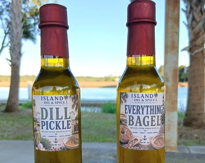 Everything Bagel and Dill Pickle Infused Olive Oil | Bread Dip Marinade (5oz)