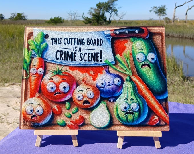 Tempered Glass Cutting Board Murder Scene | Non-Slip, Heat-Resistant, Easy-Clean Surface