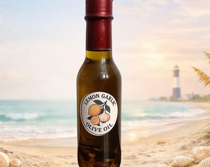 Lemon Garlic Infused Olive Oil | Gourmet Cooking, Salad Dressing, Bread Dip (5 oz)