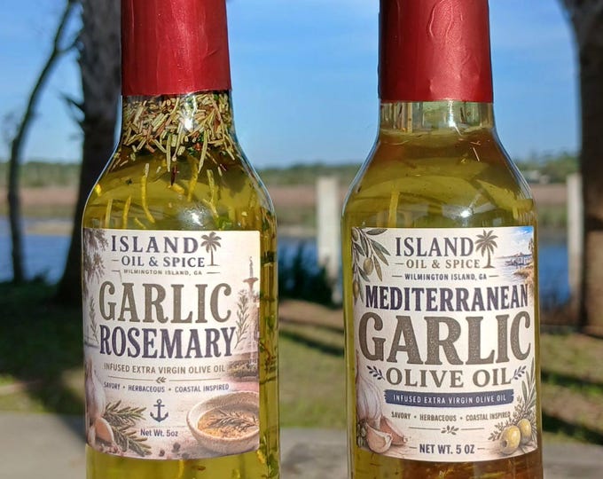 Mediterranean Garlic Olive Oil | Rosemary Herb Infused Bread Dip (5oz)