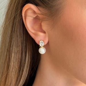 Sterling Silber Perle Ohrstecker, zierliche CZ Diamant Perle Ohrringe, Hochzeitsohrringe, Brautohrringe, Hochzeitsschmuck, Brautjungfer Geschenk