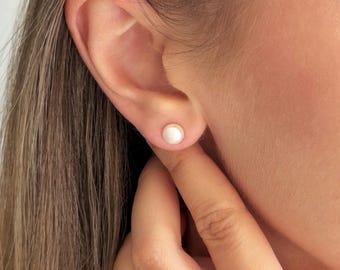 Pearl stud earrings sterling silver freshwater pearl bridal earrings wedding jewellery bridesmaid gift for her mothers day gift jewelry
