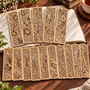 15 Bookmark SVG Bundle, Complete Nature and Fantasy Collection, Laser Cut and Engrave Files