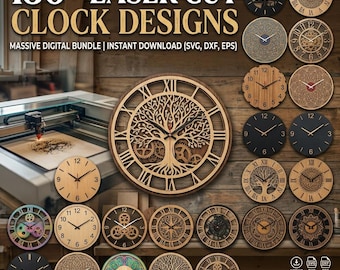 130+ Laser Cut Clock Designs Bundle, SVG DXF AI Files (Digital Download)