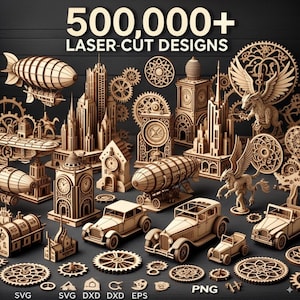 Megabundel lasergesneden en graveerbestanden | 500k-ontwerpen voor diode-CO2- en fiberlasers | Lightburn- en Xtool-compatibel | Svg Dxf Ai-projecten
