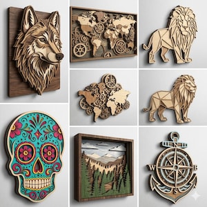 300+ Multilayered Laser Cut Files svg bundle, 3D Mandala Wood Art (dxf, ai, cdr) image 3