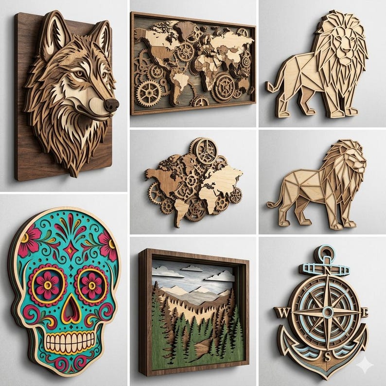 300+ Multilayered Laser Cut Files svg bundle, 3D Mandala Wood Art (dxf, ai, cdr) image 3