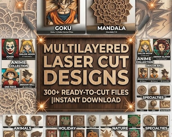 300+ Multilayered Laser Cut Files svg bundle, 3D Mandala Wood Art (dxf, ai, cdr)