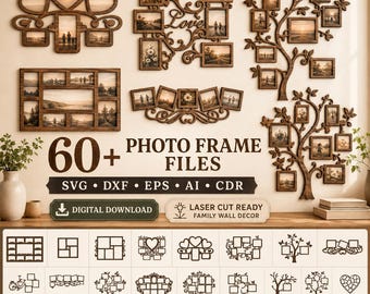 60+ Laser Cut Photo Frame Files, Family Collage Templates (Digital Download)