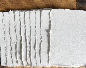 Handmade Deckle Edge Cotton Rag Paper | Multiple Sizes Set of 25