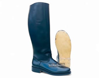 Handmade Black Leather Riding Boots – Vintage Equestrian Tall Boots