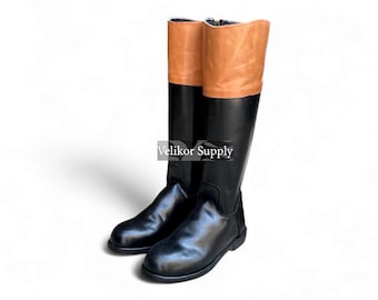 Handmade Leather Riding Boots – Black & Brown Knee High Equestrian Zipper Boots