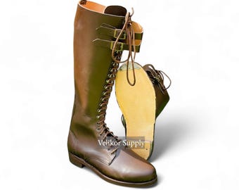 Handmade Brown Lace-Up Knee High Boots – Vintage Tall Riding Boots, Equestrian Fashion Leather Footwear