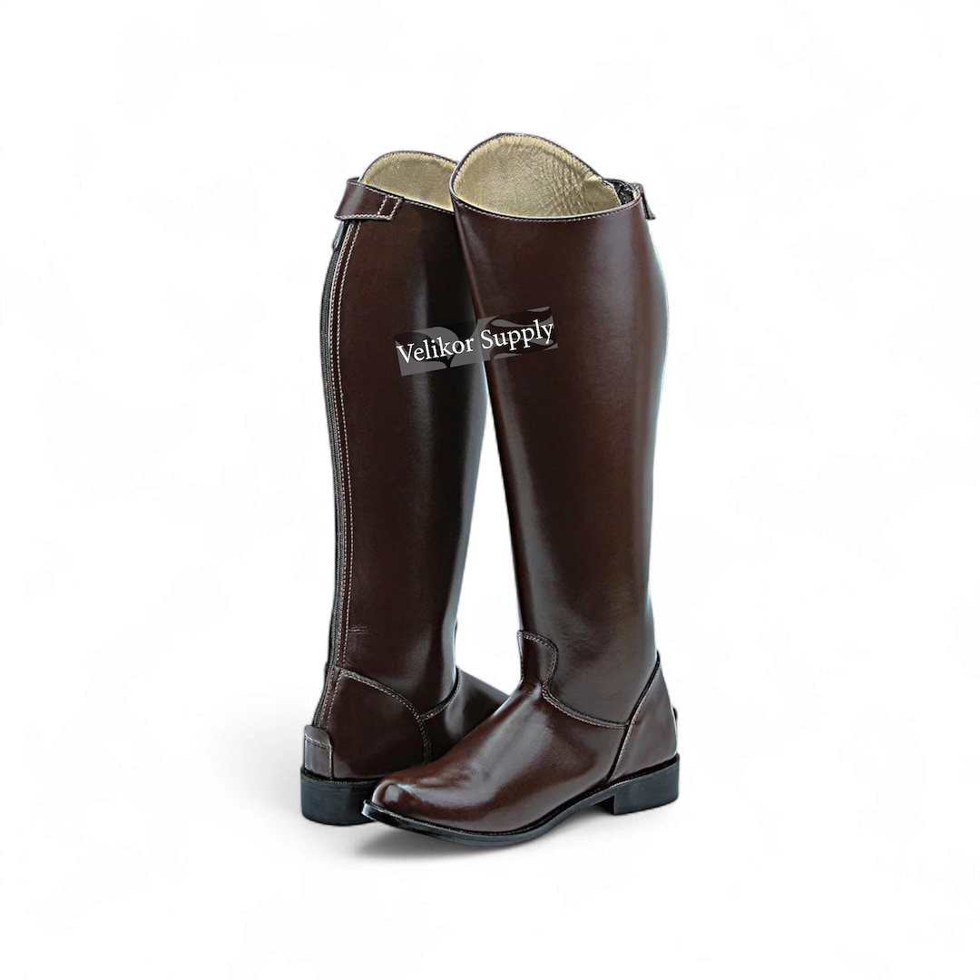 Handmade Brown Leather Dressage Riding Boots – English Equestrian Back ...