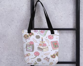 Cottagecore Romantasy Tote Bag, Book Lover Gift