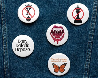 Keine Könige Anstecknadel Set - 5er Pack | Anti-Monarchismus Pins | Essen Sie die Reichen | Politischer Aktivismus | Anti-Establishment-Accessoires