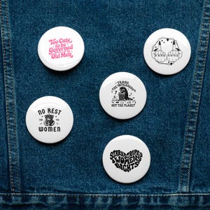 Feminist Pin Button Set – 5-Pack | Empowerment Pins | Political Activism | Women’s Rights Accessories | Anti-Patriarchy Gifts