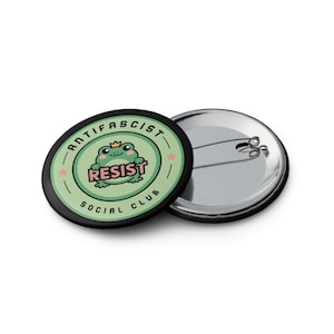 Pin del Club Social Antifascista – Pin de la Rana de la Resistencia / Insignia de Activista Político / Accesorio ANTIFA imagen 8