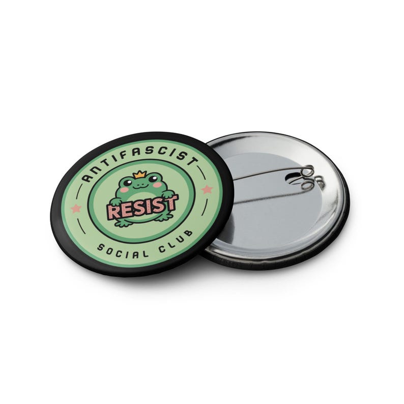 Pin del Club Social Antifascista – Pin de la Rana de la Resistencia / Insignia de Activista Político / Accesorio ANTIFA imagen 8