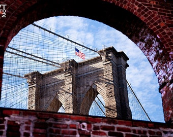 Through the Bricks Fine Art Print, Brooklyn Bridge, Manhattan, Brooklyn, New York, NYC, City, Urban