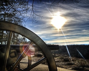 Cannon at Dusk Photo, PA, Gettysburg, Pennsylvania, Civil War, Battle, Little Round Top, Sunset, Sun, Confederate, Union, North, South