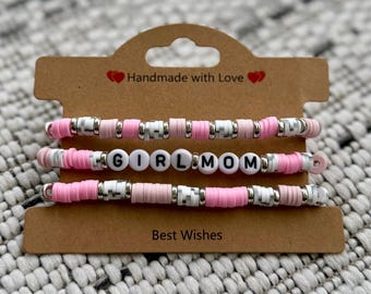Girl Mom Armband Stack-Silber Akzente