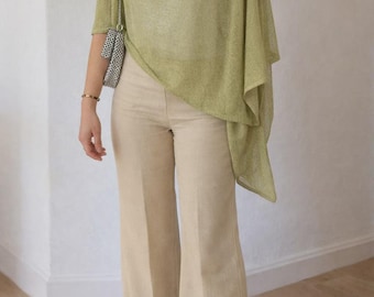 Cárdigan tipo chal / Prenda ligera de verano / Poncho de punto extragrande