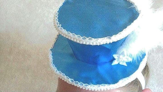 blue and white satin victorian steampunk mini top hat