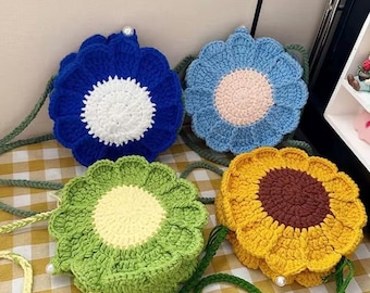 Women Sunflower Purse Crossbody Crochet Bag Small Shoulder Handbags Gifts
