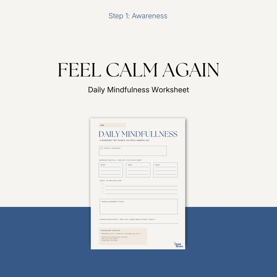Calm Daily Reset for Overwhelmed Minds – Mindfulness Worksheet | Self ...