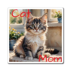 Cat Mom Magnets - Adorable Gifts for Pet Lovers, Home Decor, Kitchen Accessories, Animal Lover Gift, Cat Owner Keepsake
