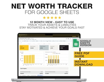 Net Worth Tracker Spreadsheet for Google Sheets | Assets & Liabilities | Net Worth Calculator | Financial Dashboard | Net Worth Statement