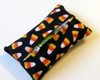 Candy Corn on Black Purse Tissue Cozy Under 5 Dollars Stocking Stuffer