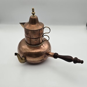 Vintage Copper Stacking Teapot Set | Turkish Tea Pot | Copper Tea Kettle | Rustic Farmhouse Kitchen Decor | Mid Century Copper Tea Set