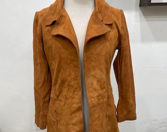 90s Leather Bomber Jacket, Vintage Women Brown Aviator Jacket