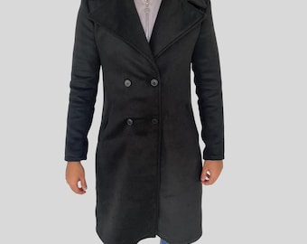 Men's 90's Vintage Black Wool Blend 3/4 Coat | the Perfect